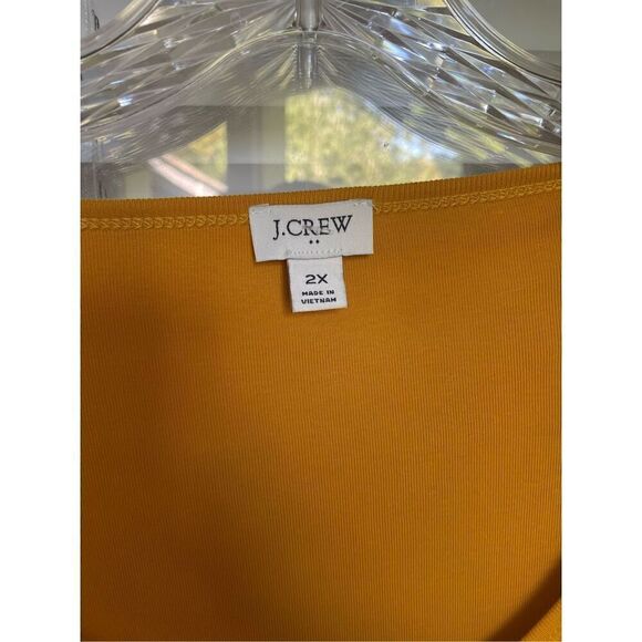 JCrew Scoop Neck Long Sleeve Blouse Cotton Mustard Yellow 2X - Picture 6 of 11
